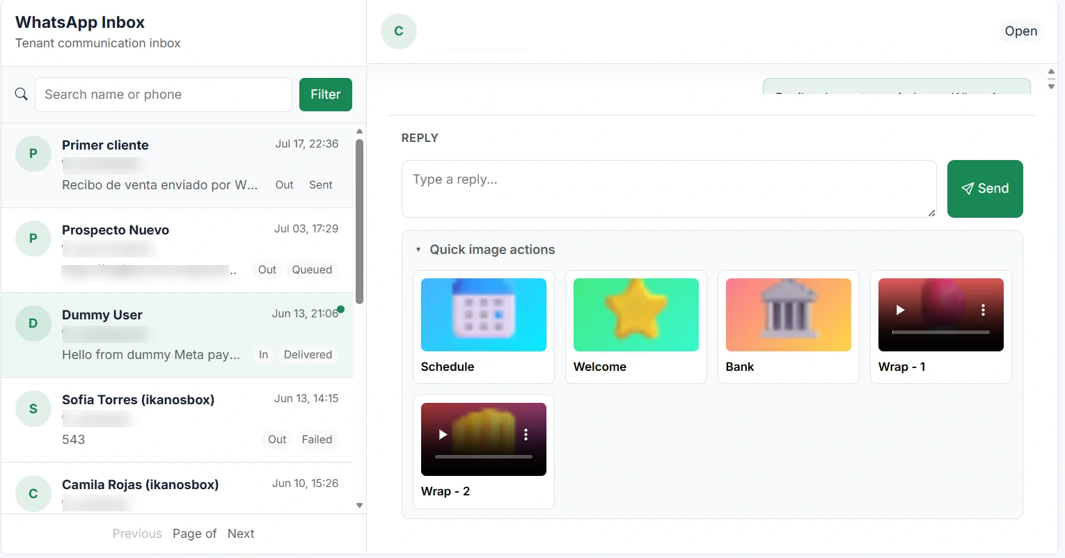 Quick media actions for WhatsApp in KainoBox
